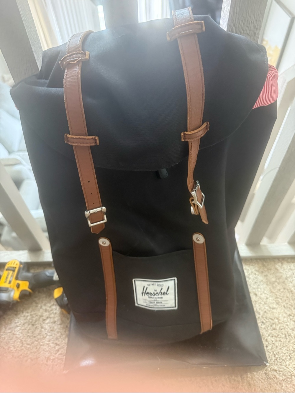 Herschel Backpack - Black with Brown Trim